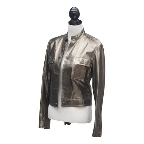 Pre-owned Celine Leather Jacket In Metallic