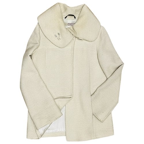 Pre-owned Max & Co Wool Cape In White