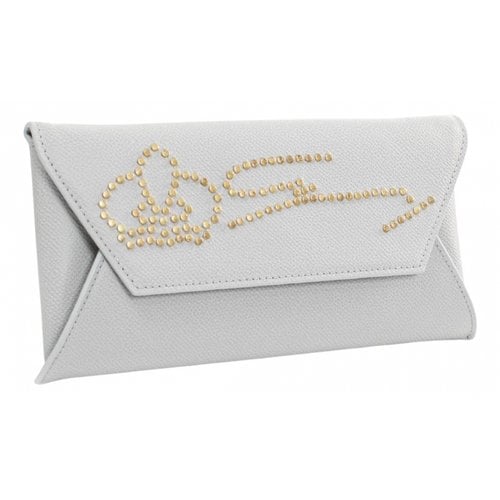 Pre-owned Genny Leather Clutch Bag In Grey