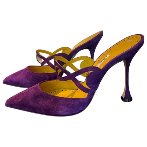 Pre-owned Manolo Blahnik Sandals In Purple