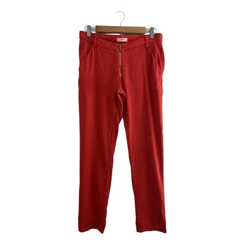 Pre-owned Ba&sh Linen Straight Pants In Red