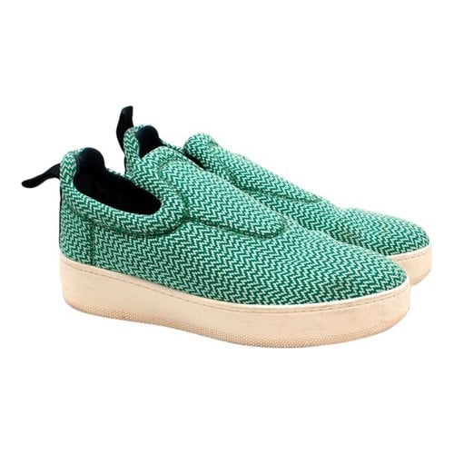Pre-owned Celine Leather Trainers In Green
