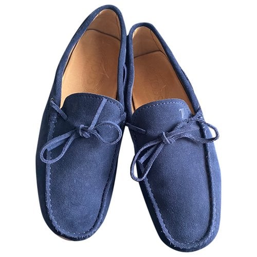 Pre-owned Tod's Gommino Leather Flats In Blue
