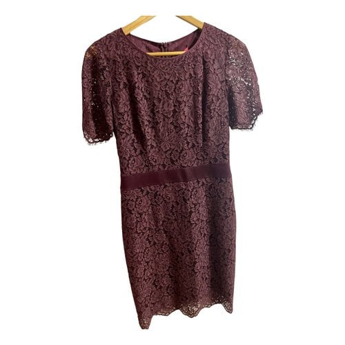 Pre-owned Hugo Boss Lace Mid-length Dress In Burgundy