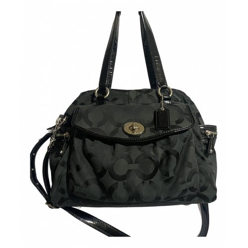 Pre-owned Coach Madison Cloth Satchel In Black