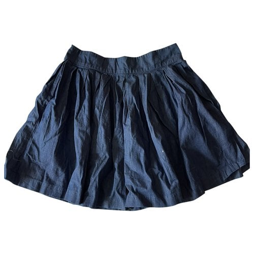 Pre-owned Alice And Olivia Linen Mini Skirt In Blue