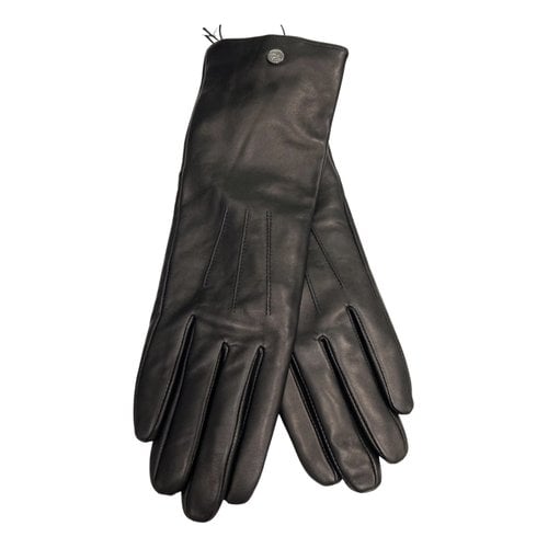 Pre-owned Karl Lagerfeld Leather Long Gloves In Black