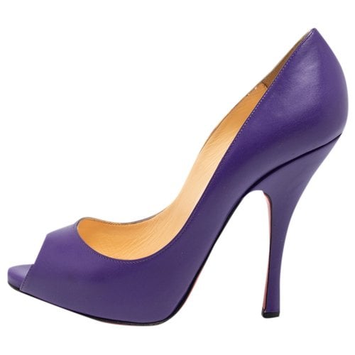 Pre-owned Christian Louboutin Leather Flats In Purple