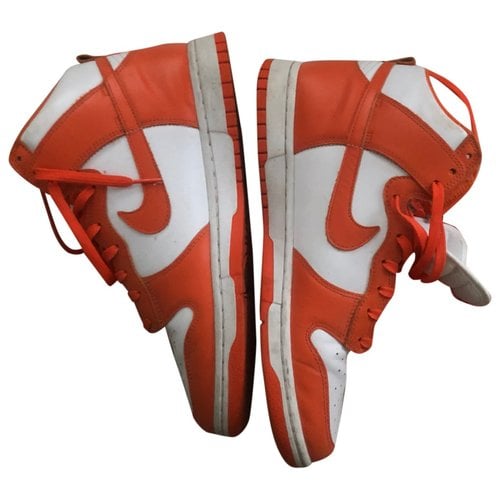 Pre-owned Nike Leather High Trainers In Orange