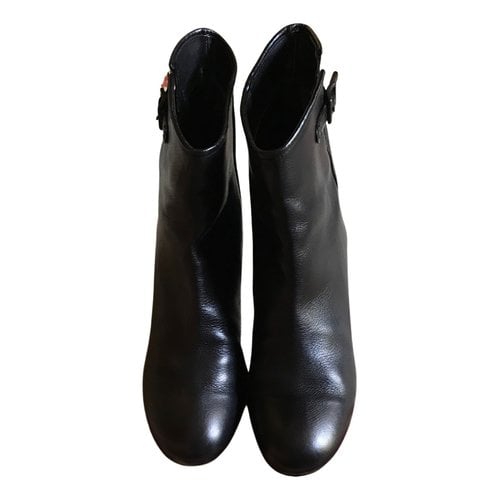Pre-owned Del Carlo Leather Ankle Boots In Black