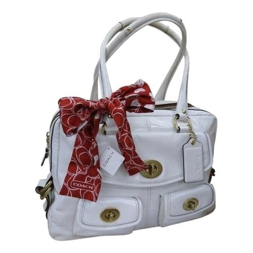 Pre-owned Coach Patent Leather Satchel In White