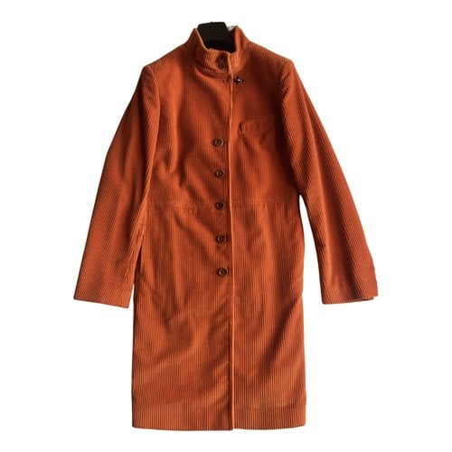 Pre-owned Fay Velvet Coat In Orange