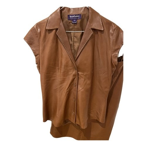 Pre-owned Ralph Lauren Leather Blouse In Camel