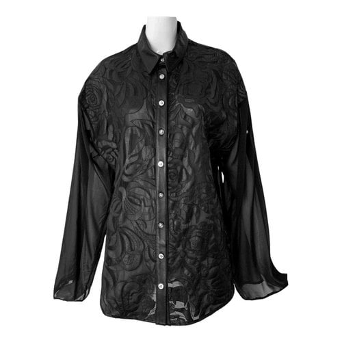 Pre-owned Versace Leather Blouse In Black