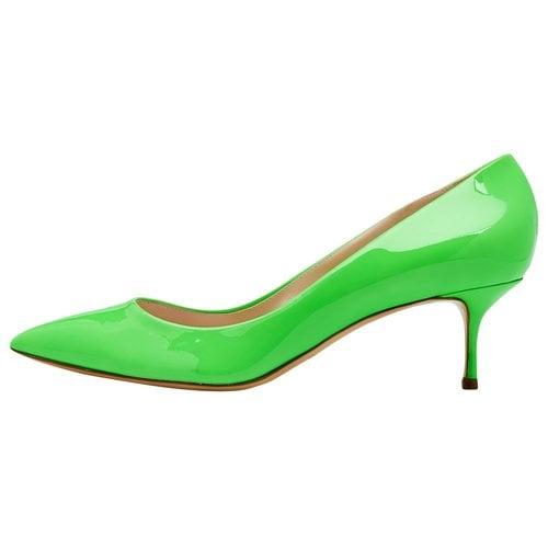 Pre-owned Casadei Patent Leather Flats In Green