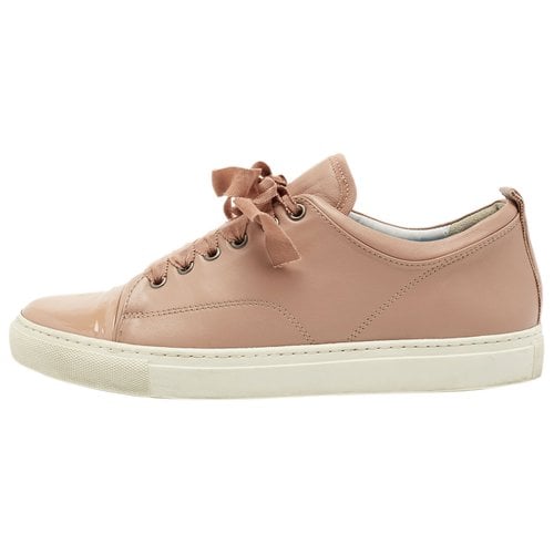 Pre-owned Lanvin Patent Leather Trainers In Pink