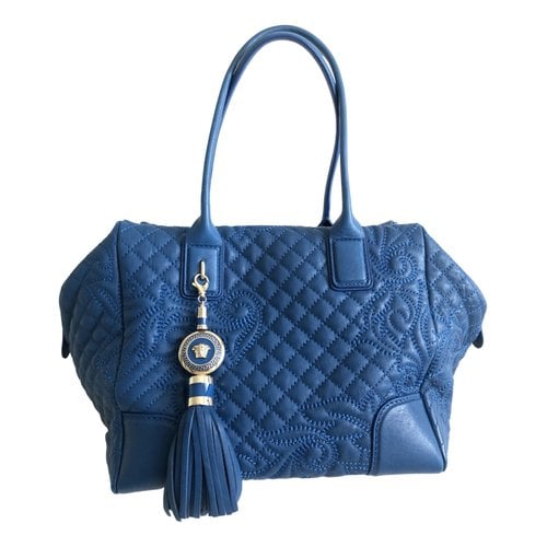 Pre-owned Versace Leather Handbag In Blue
