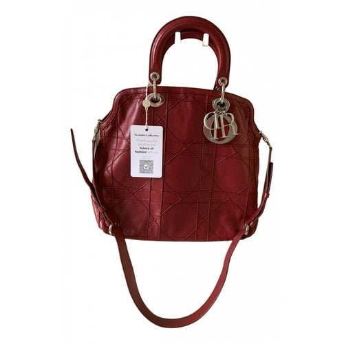 Pre-owned Dior Granville Leather Tote In Burgundy