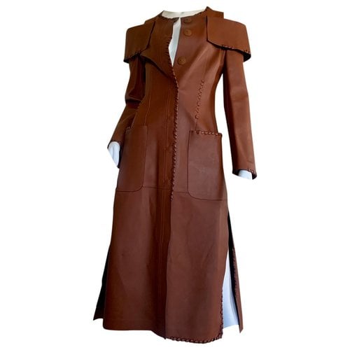 Pre-owned Fendi Leather Dress In Brown