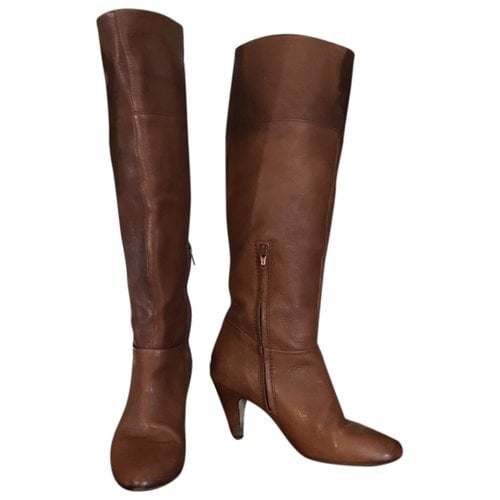 Pre-owned Cynthia Vincent Leather Riding Boots In Brown