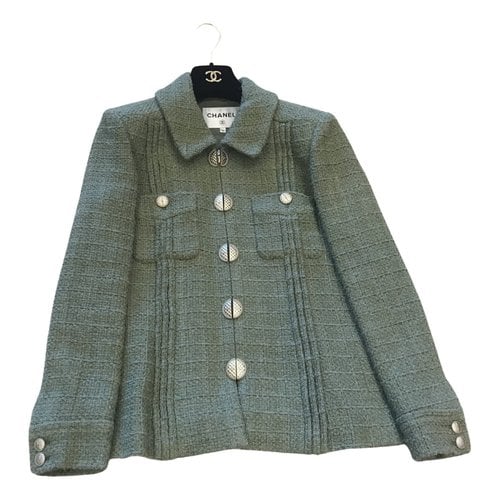 Pre-owned Chanel Tweed Blazer In Green