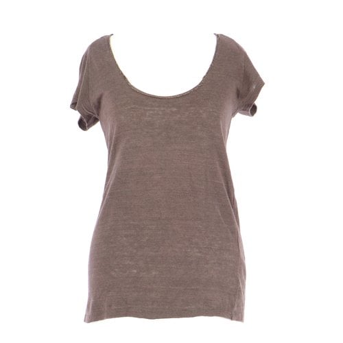 Pre-owned Maje Linen T-shirt In Brown