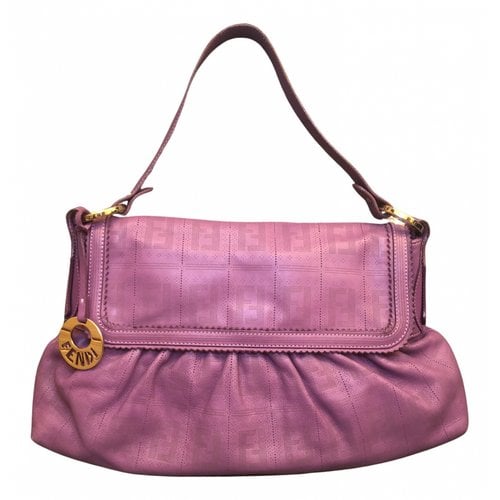 Pre-owned Fendi Chef Leather Handbag In Purple