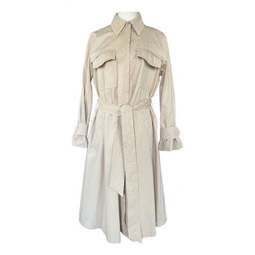 Pre-owned Ganni Trench Coat In Beige