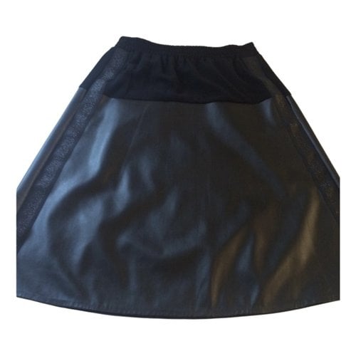 Pre-owned 8pm Vegan Leather Mid-length Skirt In Black