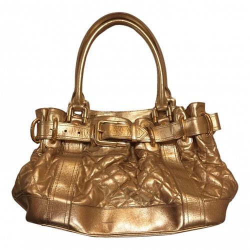 Pre-owned Burberry Leather Tote In Gold
