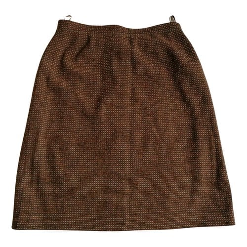Pre-owned Chanel Tweed Mini Skirt In Brown