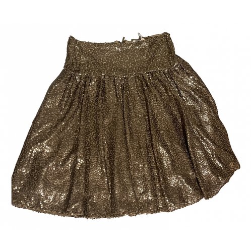Pre-owned Michael Kors Glitter Mid-length Skirt In Gold