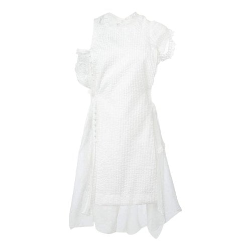 Pre-owned Sacai Silk Mini Dress In White