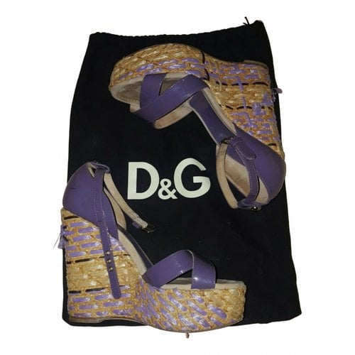 Pre-owned D&g Leather Espadrilles In Purple