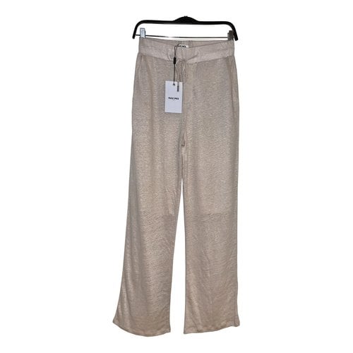 Pre-owned Max & Moi Linen Straight Pants In Beige