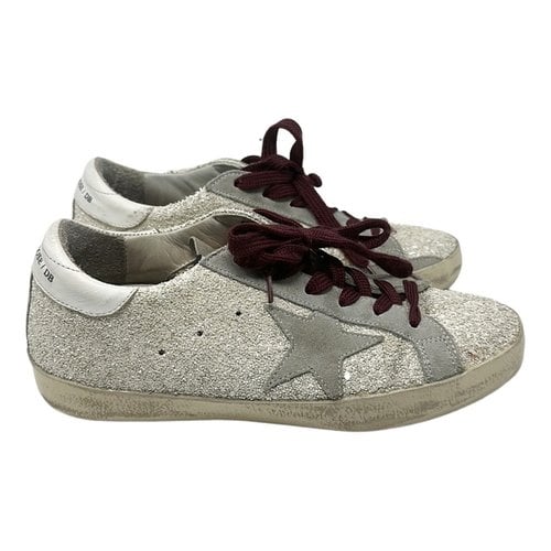 Pre-owned Golden Goose Superstar Glitter Trainers In White