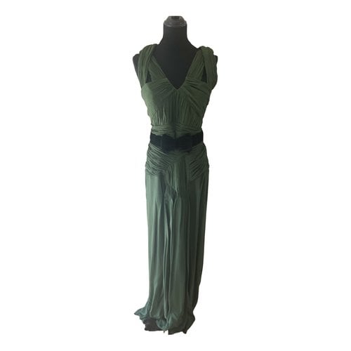 Pre-owned Burberry Silk Maxi Dress In Green