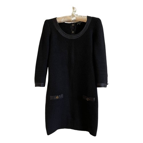Pre-owned Tara Jarmon Wool Mini Dress In Black