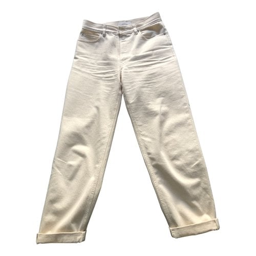 Pre-owned Pomandère Straight Jeans In Ecru