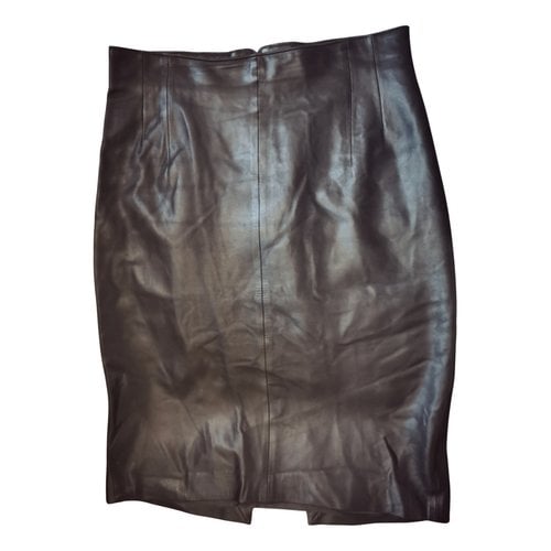 Pre-owned Pauw Leather Mid-length Skirt In Brown