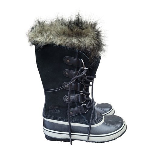 Pre-owned Sorel Leather Ankle Boots In Black