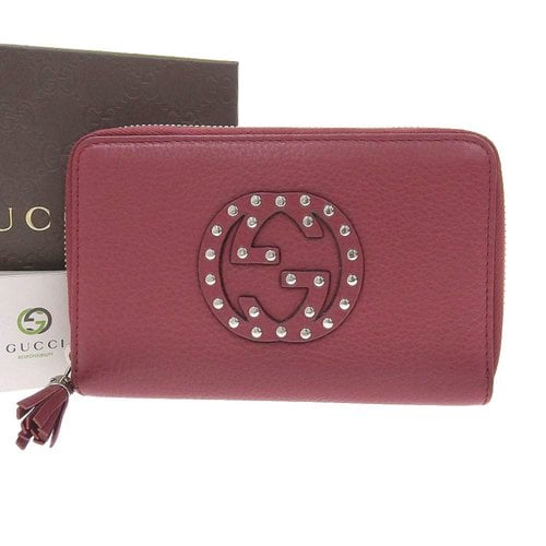 Pre-owned Gucci Soho Leather Wallet In Burgundy