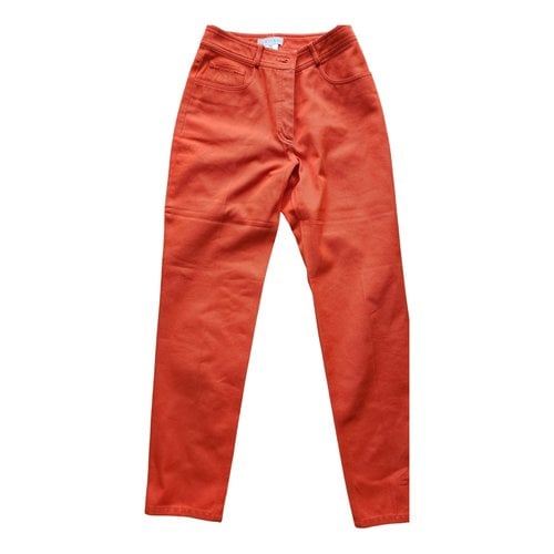 Pre-owned Celine Trousers In Orange