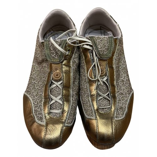 Pre-owned Dkny Cloth Trainers In Gold