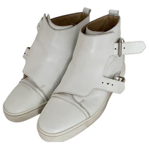 Pre-owned Christian Louboutin Leather High Trainers In White