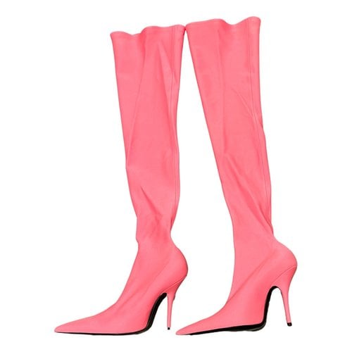 Pre-owned Balenciaga Knife Boots In Pink