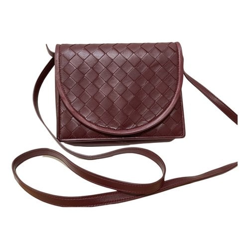 Pre-owned Bottega Veneta Leather Crossbody Bag In Burgundy