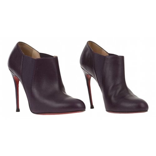Pre-owned Christian Louboutin Leather Ankle Boots In Purple