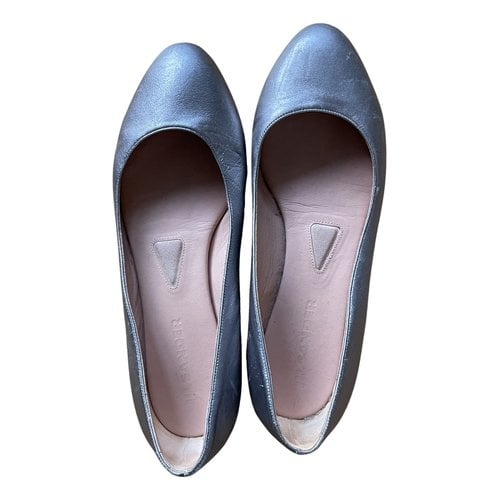 Pre-owned Jil Sander Leather Ballet Flats In Silver