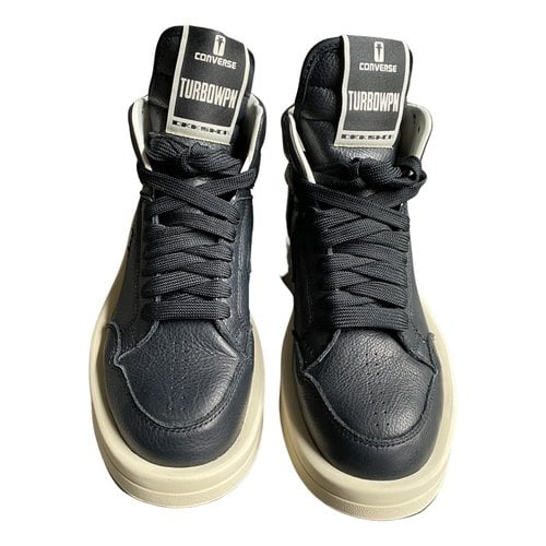 Pre-owned Converse Leather Trainers In Black
